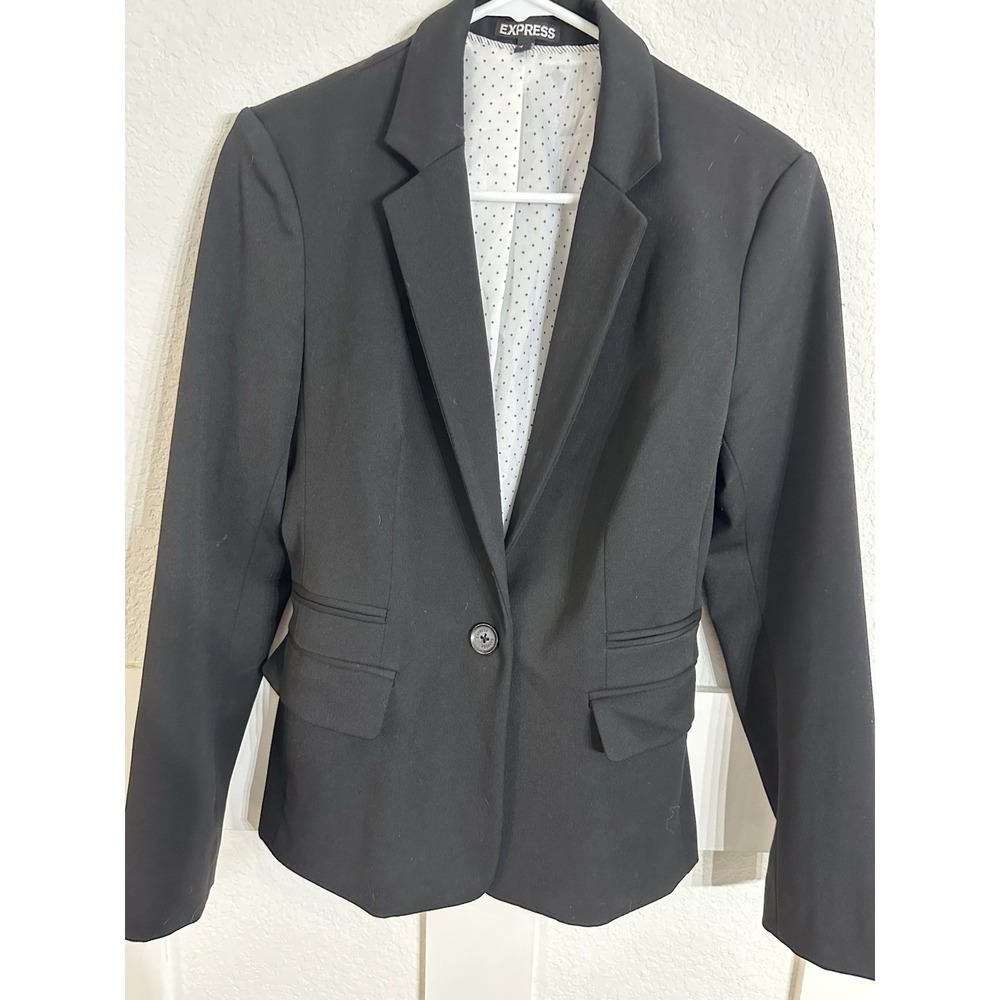 Express Black One Button Blazer Jacket Women's Size 6 Fitted Work Professional